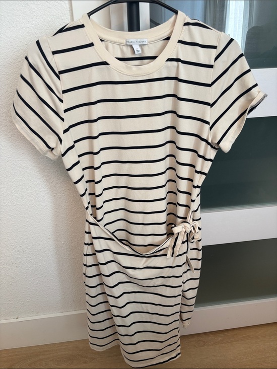 Threads 4 Thought Dresses & Skirts - Threads 4 Thought Cream and Black Striped Tie-Waist Mini Dress